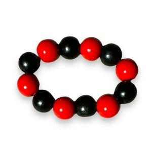 3 FOR $20 HANDCRAFTED Red & Black Round Wood Beaded Bracelet